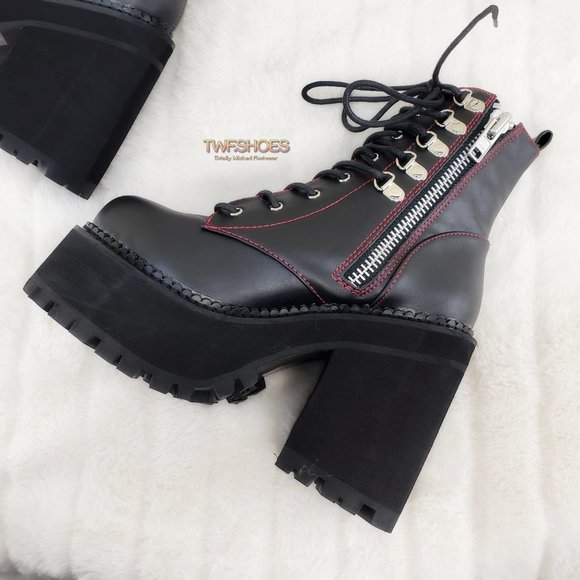 Gothic Punk Chunky Heel Platform Rocker Ankle Boot - Picture 3 of 16